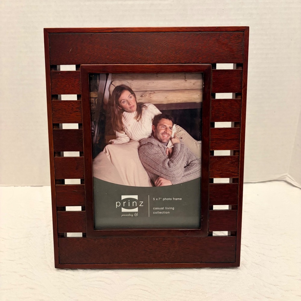 Mahogany Wood 5x7 Picture Frame Slatted Shutter Design Prinz Casual Living Brown